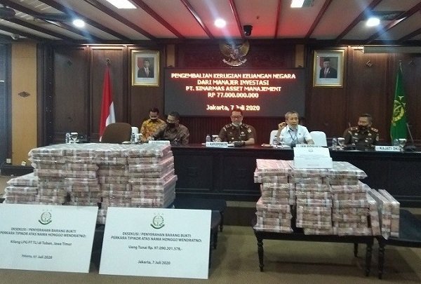 Kejagung menyita uang Rp97 miliar dan kilang minyak milik terpidana kasus TPPI Honggo Wendratno, Selasa (7/7/2020)/foto:ist