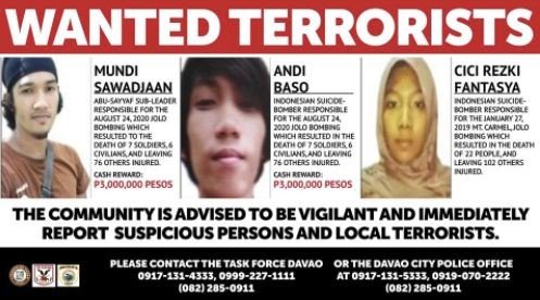 Poster foto dua WNI yang disebarkan otoritas Filipina - Foto : Ist
