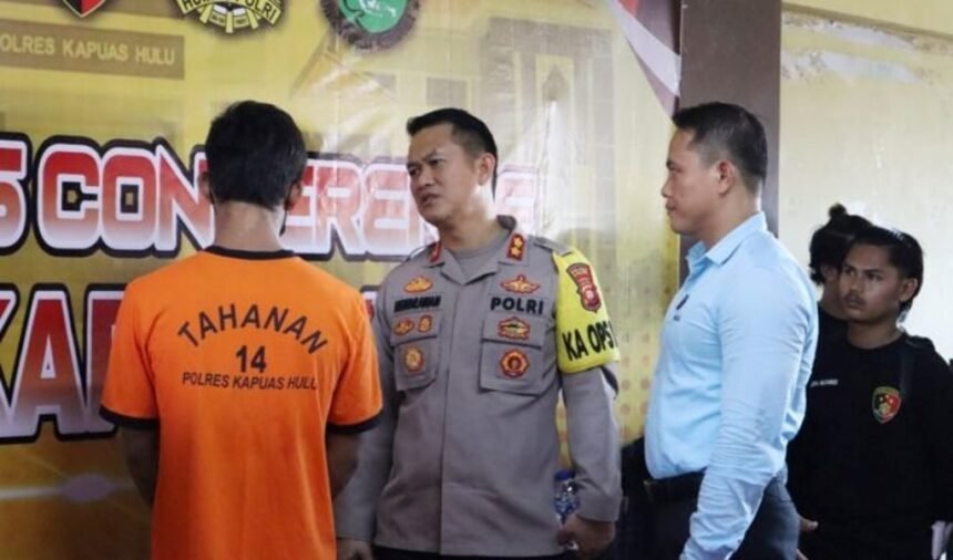 Pelaku pemerkosaan dan pembunuhan bidan ditangkap. Foto: Humas Polres Kapuas Hulu